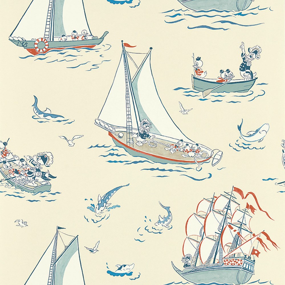 Donald Nautical Wallpaper 217282 by Disney Home x Sanderson in Sea Salt